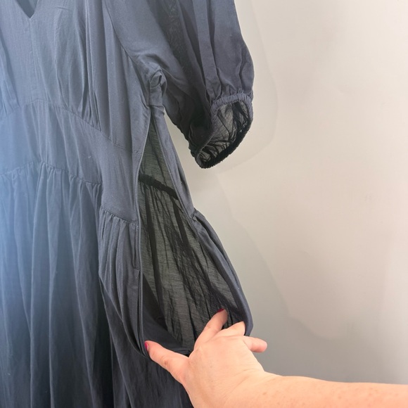 NWOT Puff Sleeve Lightweight Cottagecore A-Line Maxi Dress Navy Universal Thread - Picture 7 of 11